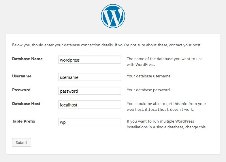 Wordpress setup